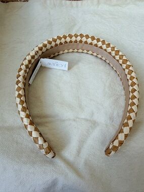 NWT woven paper raffia checkered headband
